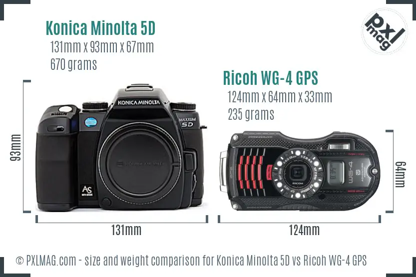 Konica Minolta 5D vs Ricoh WG-4 GPS size comparison