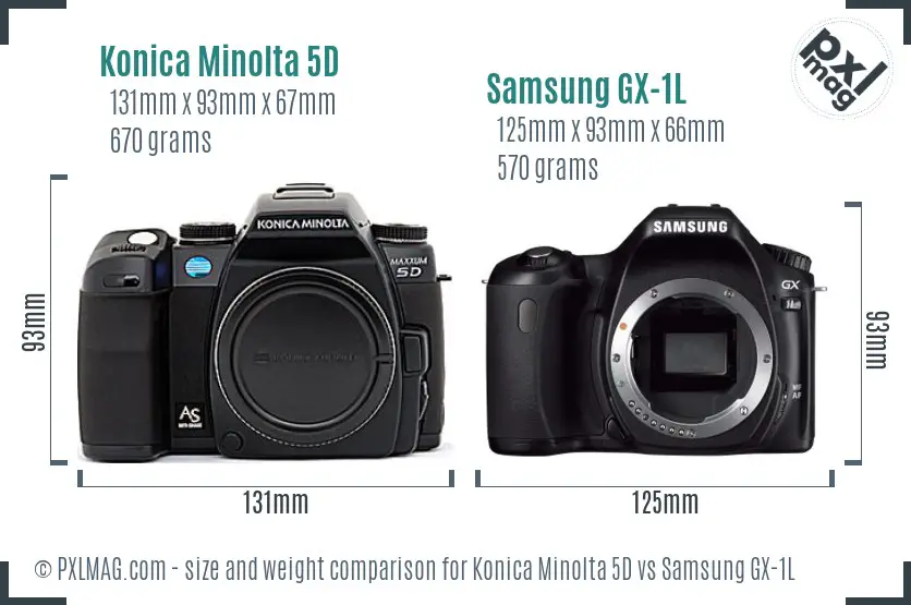 Konica Minolta 5D vs Samsung GX-1L size comparison