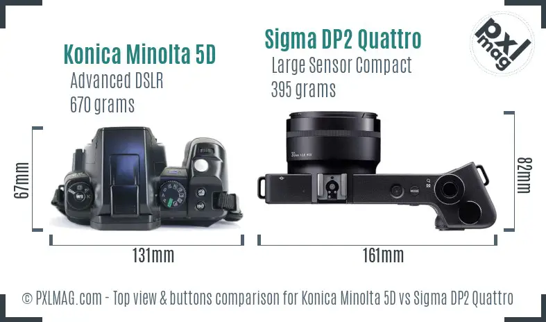 Konica Minolta 5D vs Sigma DP2 Quattro top view buttons comparison