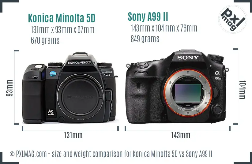 Konica Minolta 5D vs Sony A99 II size comparison