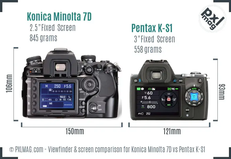 Konica Minolta 7D vs Pentax K-S1 Screen and Viewfinder comparison Konica Minolta 7D vs Pentax K-S1 Screen and Viewfinder comparison