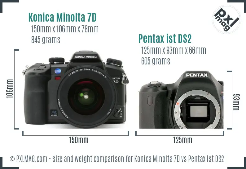 Konica Minolta 7D vs Pentax ist DS2 size comparison