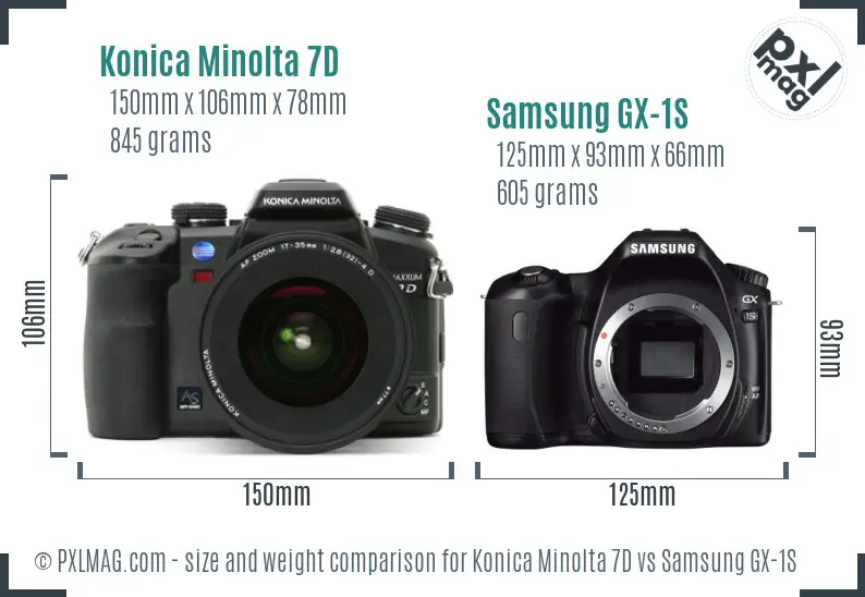 Konica Minolta 7D vs Samsung GX-1S size comparison
