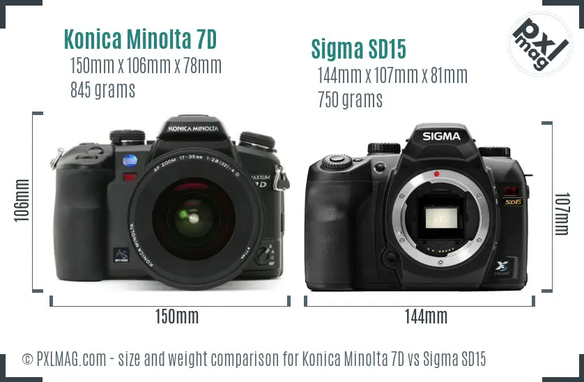 Konica Minolta 7D vs Sigma SD15 size comparison