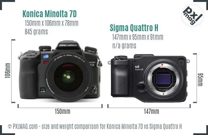Konica Minolta 7D vs Sigma Quattro H size comparison