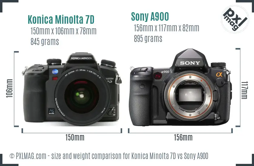Konica Minolta 7D vs Sony A900 size comparison