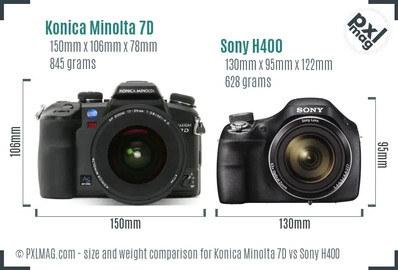 Konica Minolta 7D vs Sony H400 size comparison