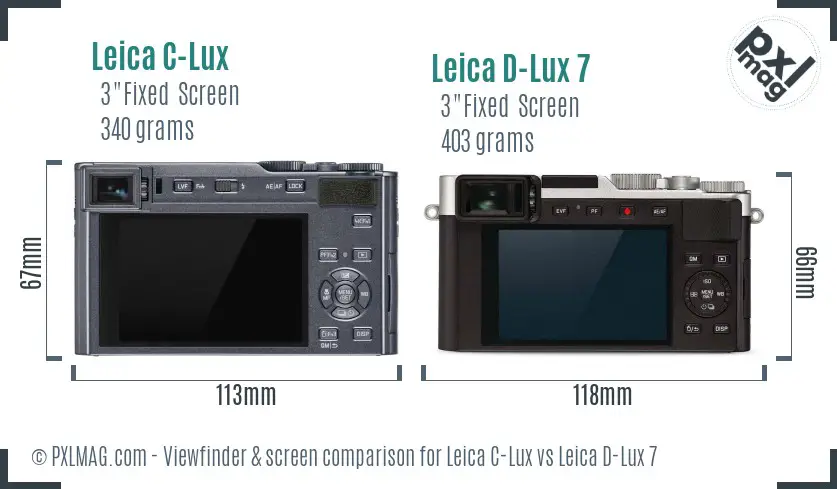 Leica C-Lux vs Leica D-Lux 7 Screen and Viewfinder comparison