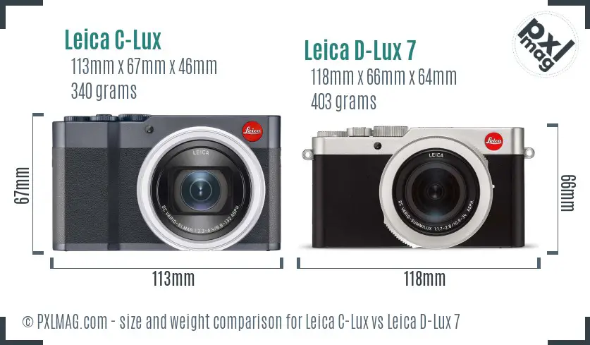 Leica C-Lux vs Leica D-Lux 7 size comparison