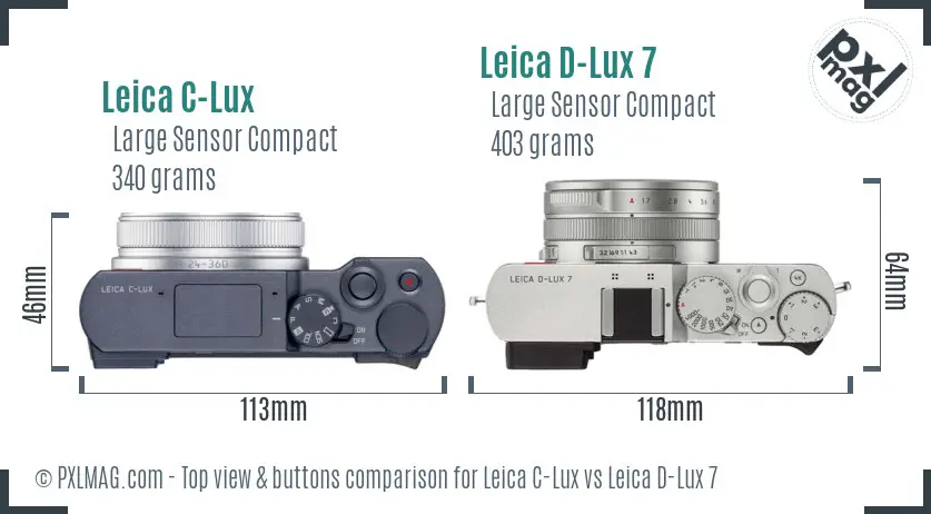 Leica C-Lux vs Leica D-Lux 7 top view buttons comparison