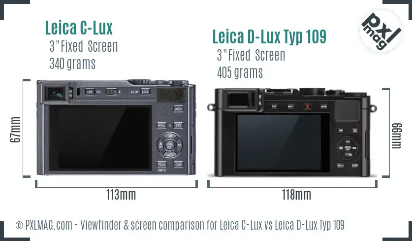 Leica C-Lux vs Leica D-Lux Typ 109 Screen and Viewfinder comparison