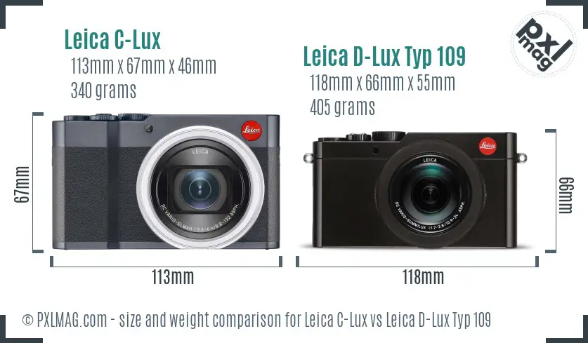 Leica C-Lux vs Leica D-Lux Typ 109 size comparison