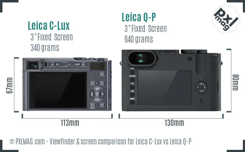 Leica C-Lux vs Leica Q-P Screen and Viewfinder comparison