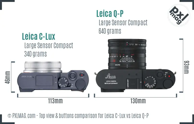 Leica C-Lux vs Leica Q-P top view buttons comparison