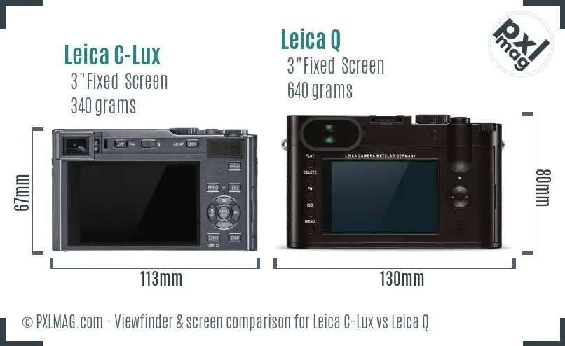 Leica C-Lux vs Leica Q Screen and Viewfinder comparison
