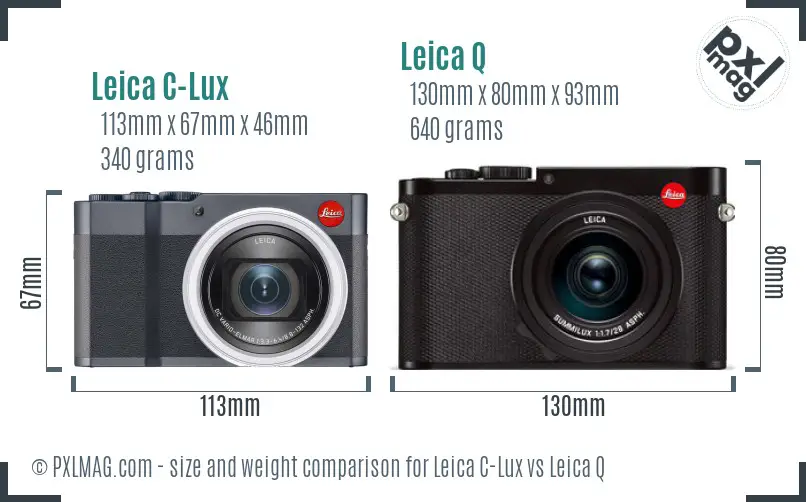 Leica C-Lux vs Leica Q size comparison