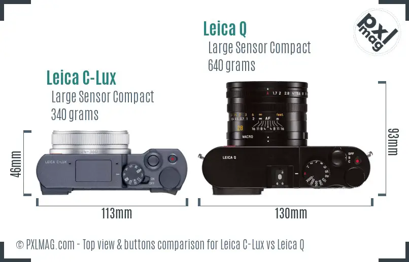 Leica C-Lux vs Leica Q top view buttons comparison