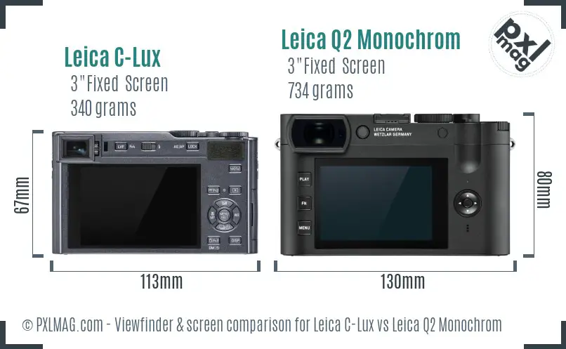 Leica C-Lux vs Leica Q2 Monochrom Screen and Viewfinder comparison