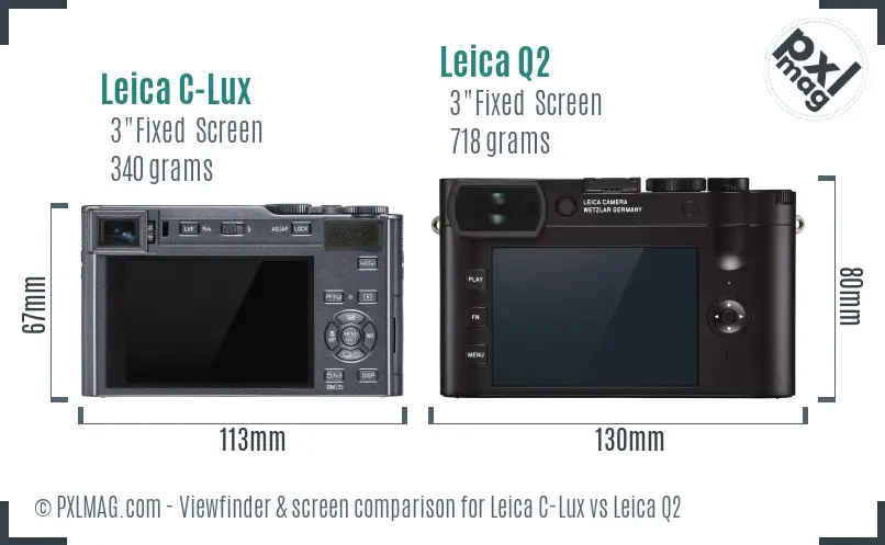 Leica C-Lux vs Leica Q2 Screen and Viewfinder comparison