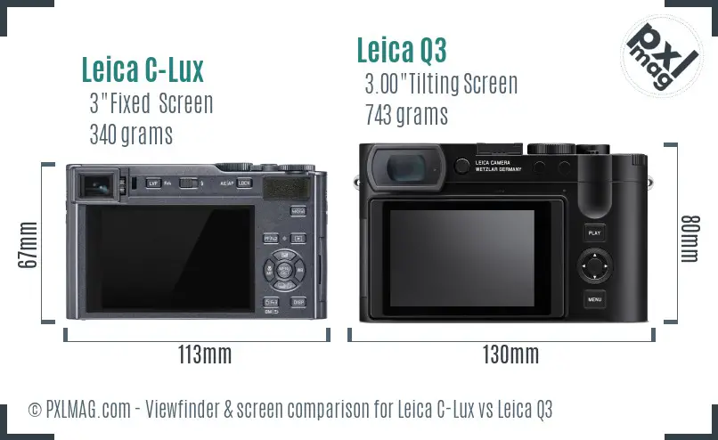 Leica C-Lux vs Leica Q3 Screen and Viewfinder comparison