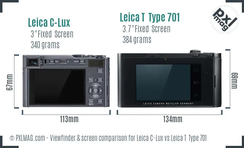 Leica C-Lux vs Leica T Type 701 Screen and Viewfinder comparison Leica C-Lux vs Leica T Type 701 Screen and Viewfinder comparison
