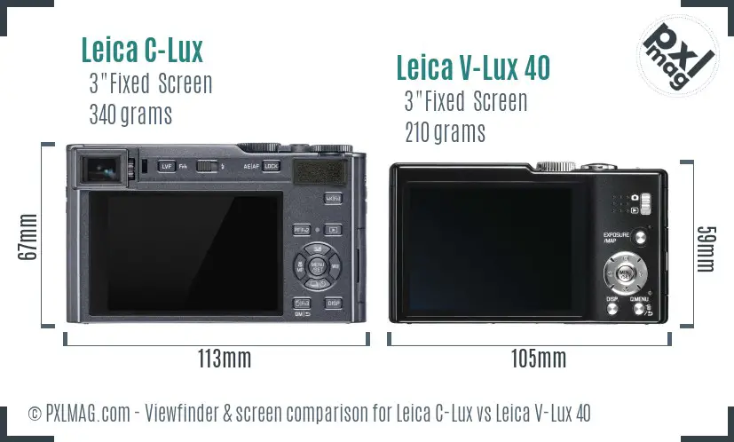 Leica C-Lux vs Leica V-Lux 40 Screen and Viewfinder comparison