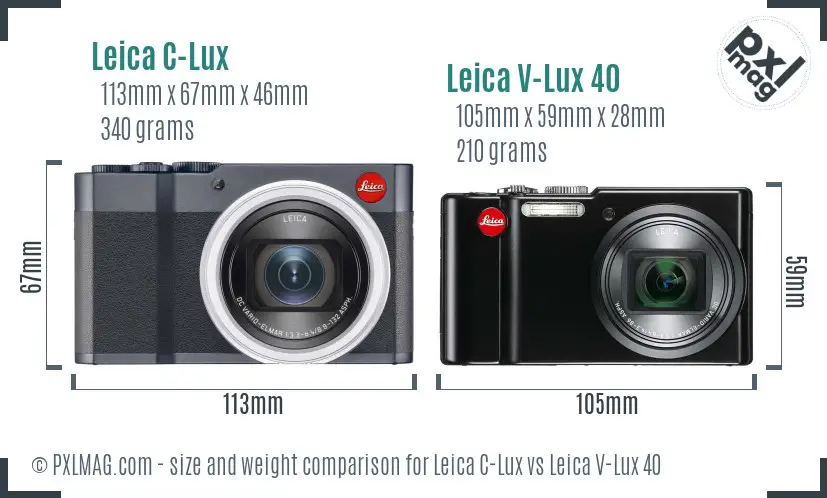 Leica C-Lux vs Leica V-Lux 40 size comparison