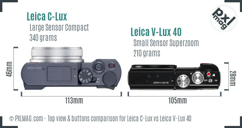 Leica C-Lux vs Leica V-Lux 40 top view buttons comparison