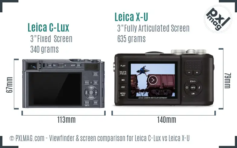 Leica C-Lux vs Leica X-U Screen and Viewfinder comparison