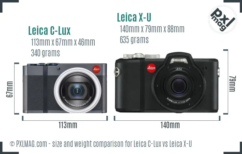 Leica C-Lux vs Leica X-U size comparison