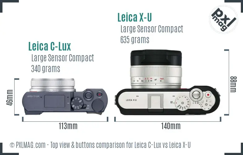 Leica C-Lux vs Leica X-U top view buttons comparison