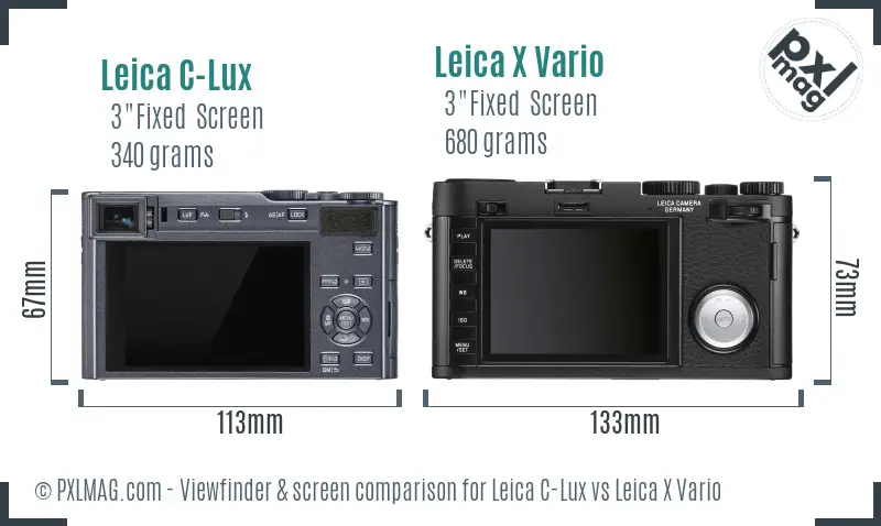 Leica C-Lux vs Leica X Vario Screen and Viewfinder comparison