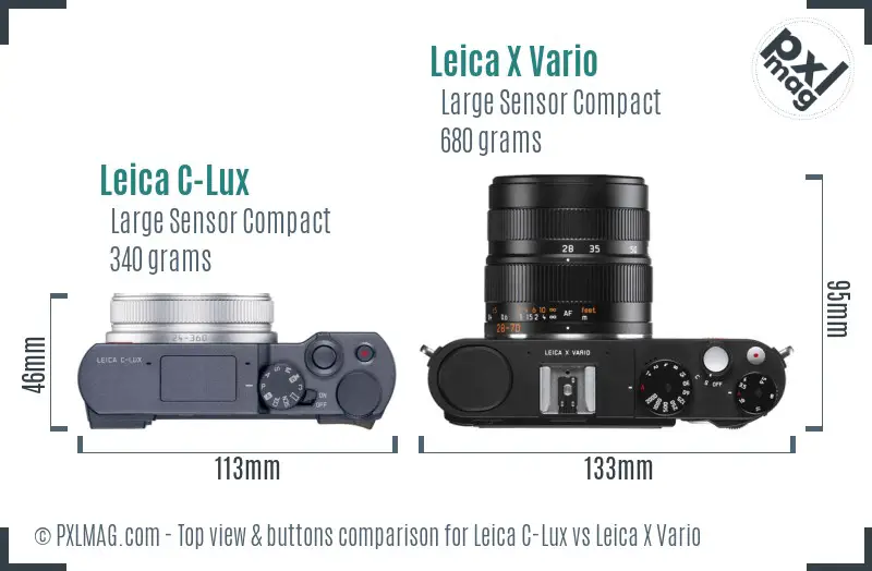 Leica C-Lux vs Leica X Vario top view buttons comparison