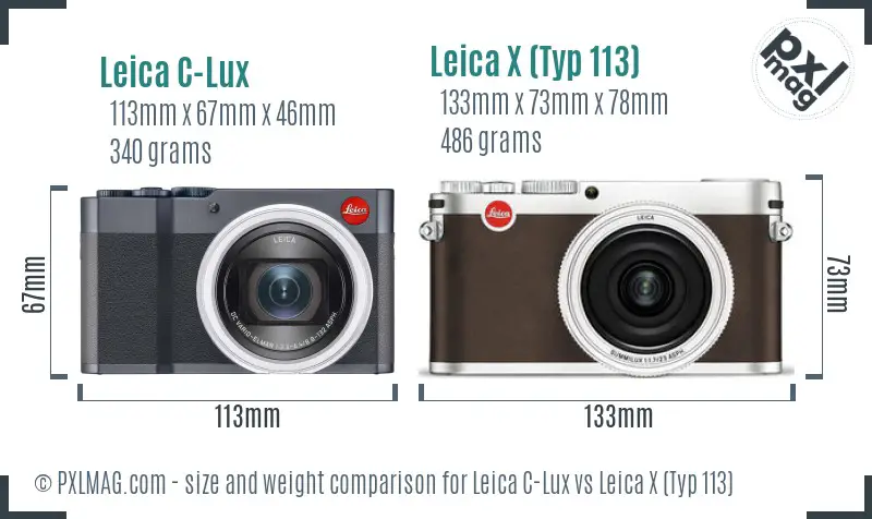 Leica C-Lux vs Leica X (Typ 113) size comparison
