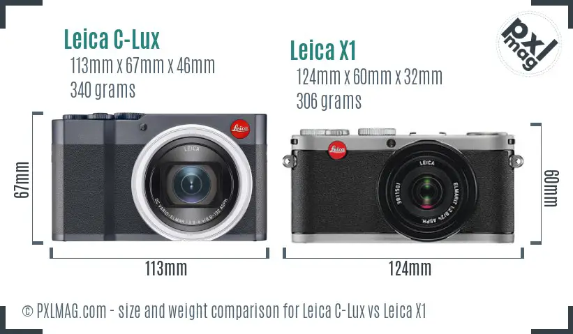 Leica C-Lux vs Leica X1 size comparison