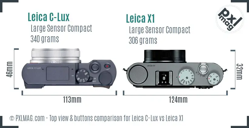 Leica C-Lux vs Leica X1 top view buttons comparison