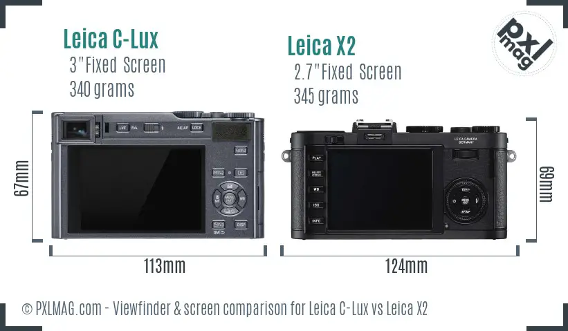Leica C-Lux vs Leica X2 Screen and Viewfinder comparison