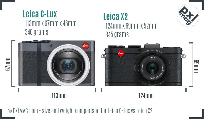 Leica C-Lux vs Leica X2 size comparison