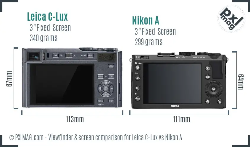Leica C-Lux vs Nikon A Screen and Viewfinder comparison