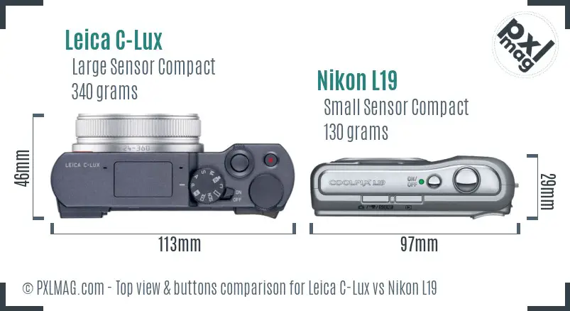 Leica C-Lux vs Nikon L19 top view buttons comparison Leica C-Lux vs Nikon L19 top view buttons comparison