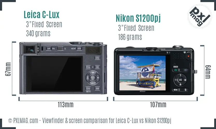 Leica C-Lux vs Nikon S1200pj Screen and Viewfinder comparison