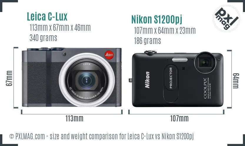 Leica C-Lux vs Nikon S1200pj size comparison