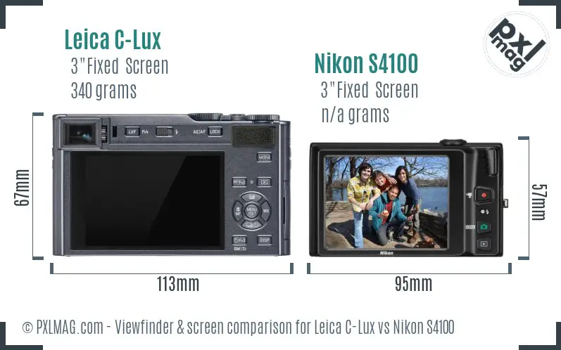 Leica C-Lux vs Nikon S4100 Screen and Viewfinder comparison