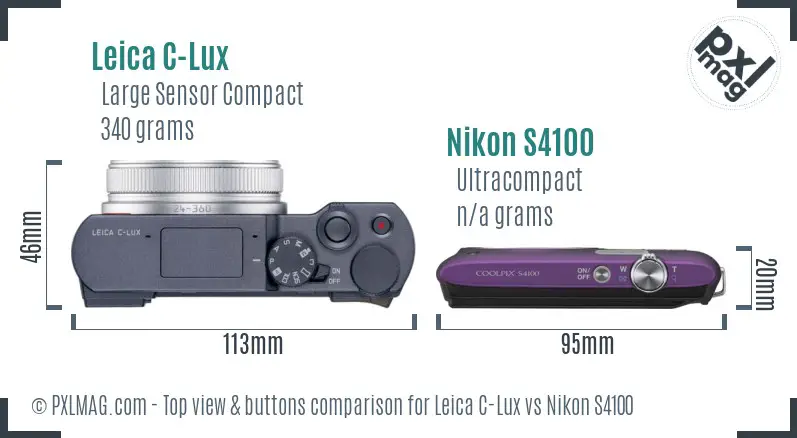 Leica C-Lux vs Nikon S4100 top view buttons comparison