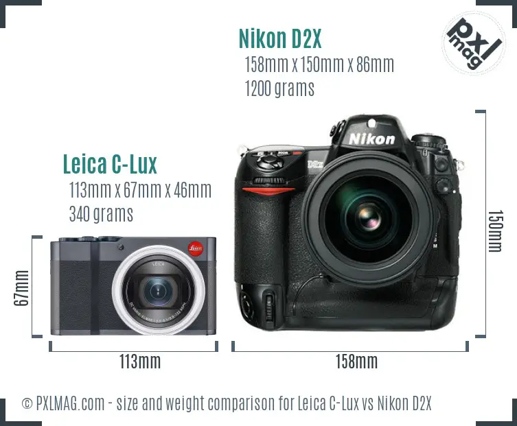 Leica C-Lux vs Nikon D2X size comparison