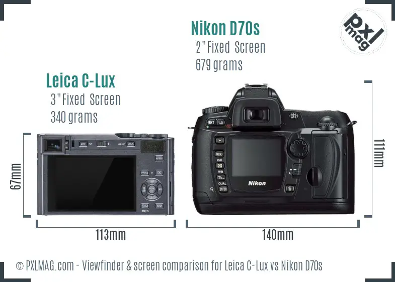 Leica C-Lux vs Nikon D70s Screen and Viewfinder comparison