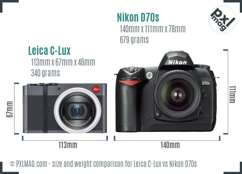 Leica C-Lux vs Nikon D70s size comparison