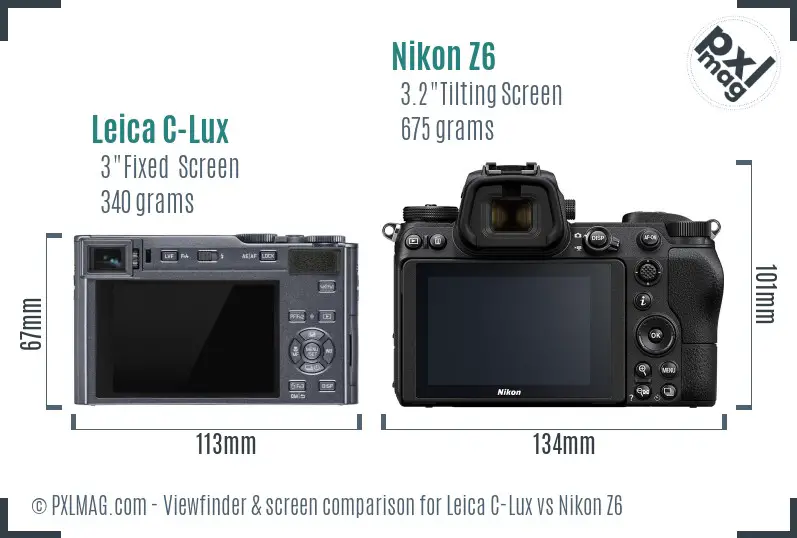 Leica C-Lux vs Nikon Z6 Screen and Viewfinder comparison