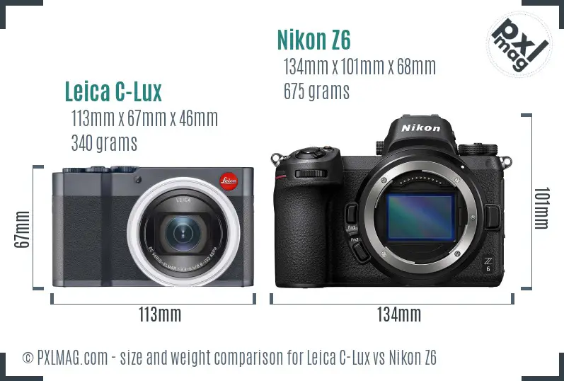 Leica C-Lux vs Nikon Z6 size comparison