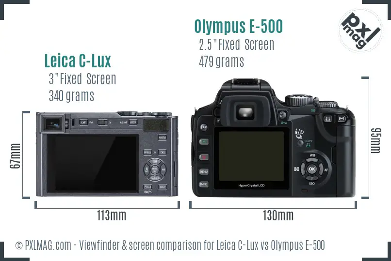 Leica C-Lux vs Olympus E-500 Screen and Viewfinder comparison